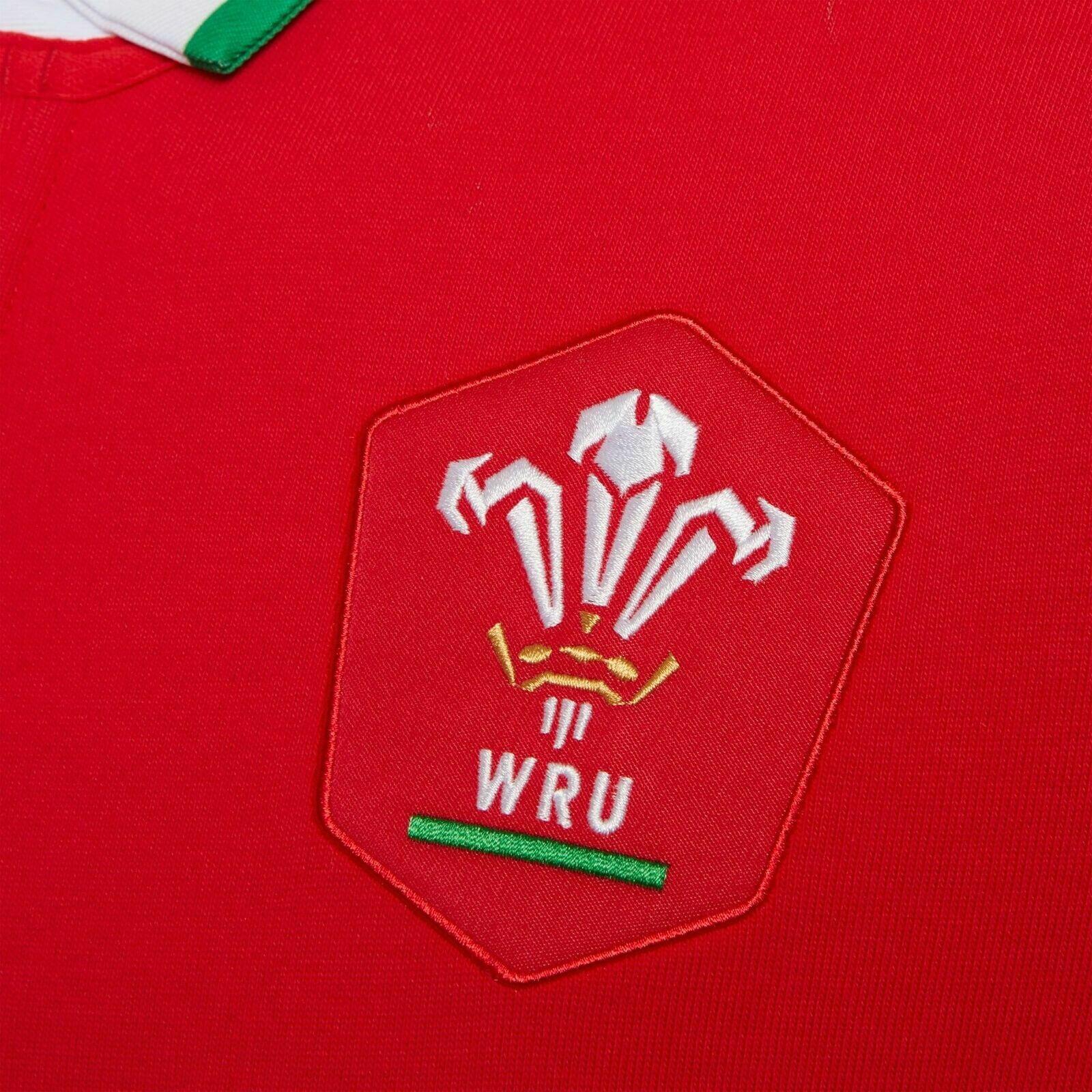 Macron Wales WRU Mens Home Cotton Rugby Shirt 58125445 Red 4/4