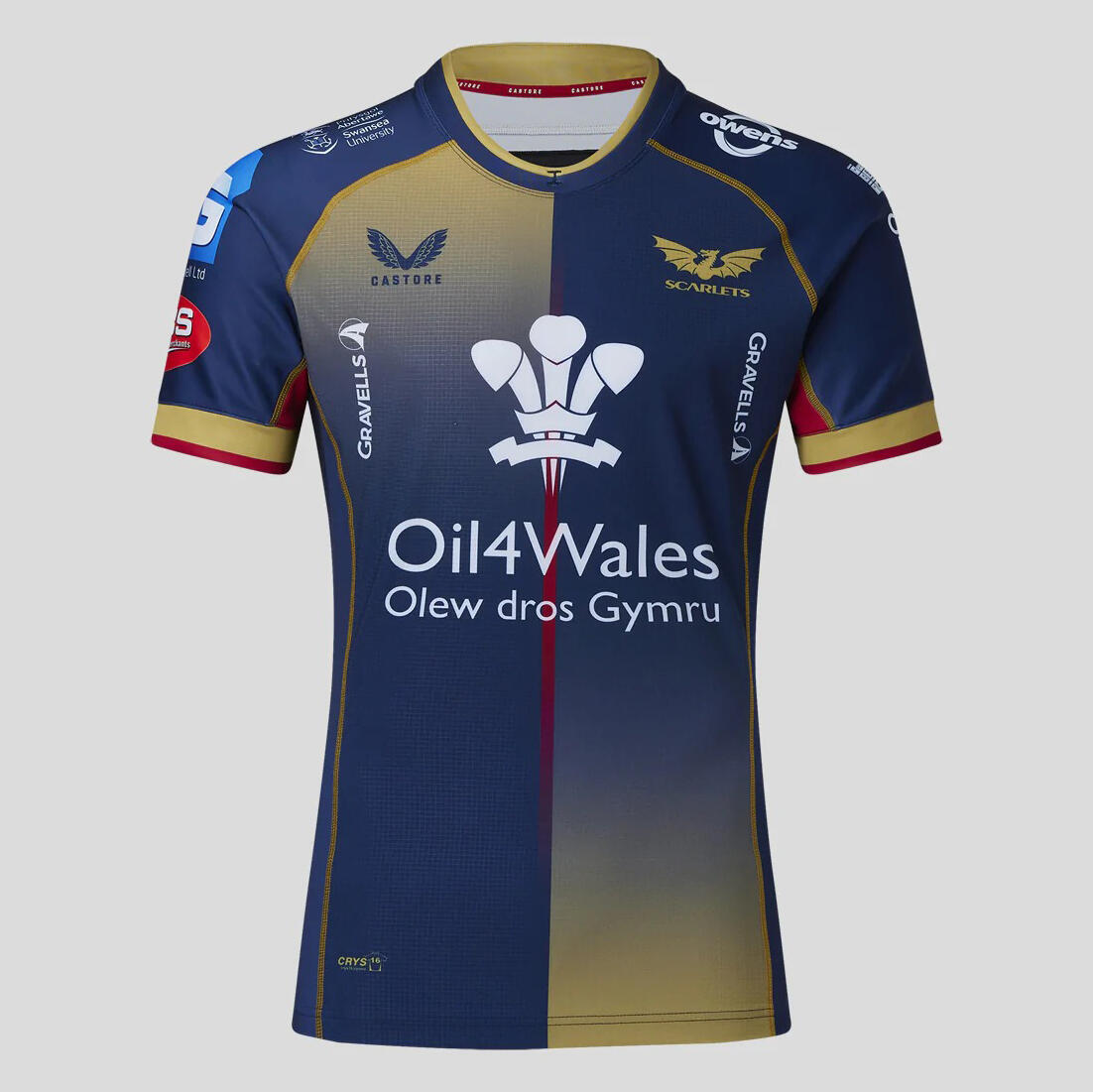 CASTORE Castore Scarlets Mens Away Rugby Shirt TM1387 Navy