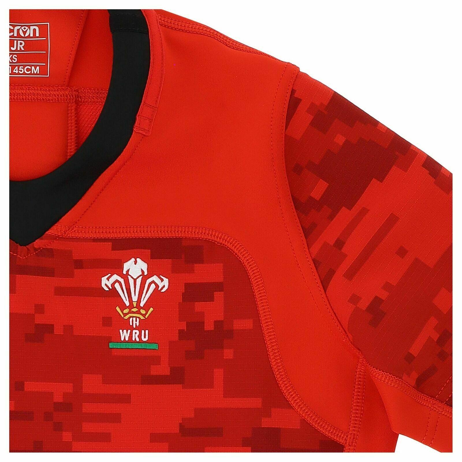 Macron Wales WRU Training Rugby Shirt Kids 58125598 Red 3/4