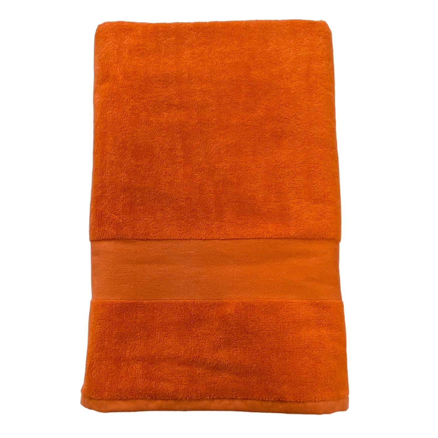 LE COMPTOIR DE LA PLAGE Badhanddoek Badstof Velours Jacquard Oranje 90x180 500g/m² - Classy Oranje