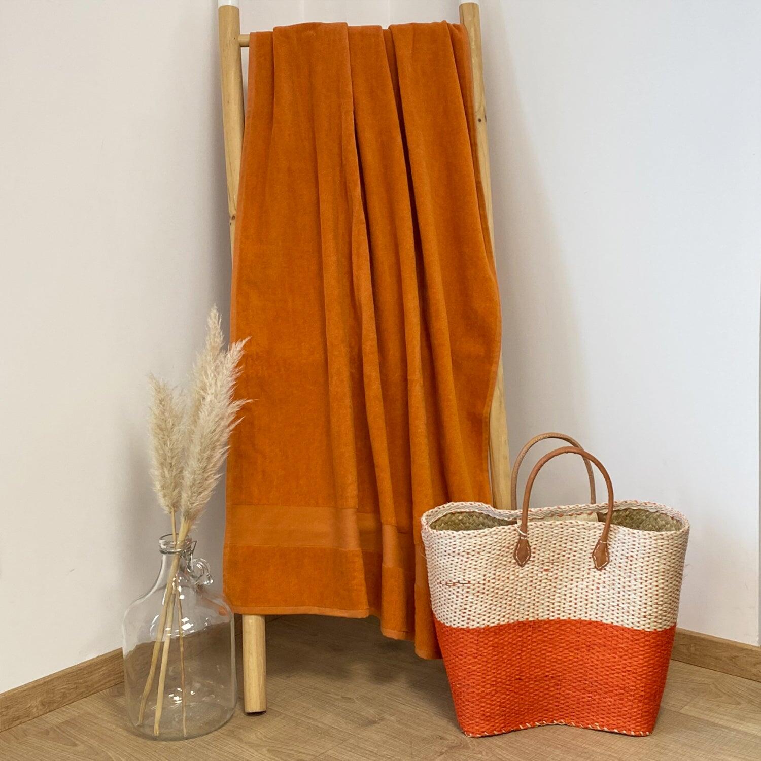 Petite serviette de plage Yachting HERMÈS en géranium orange