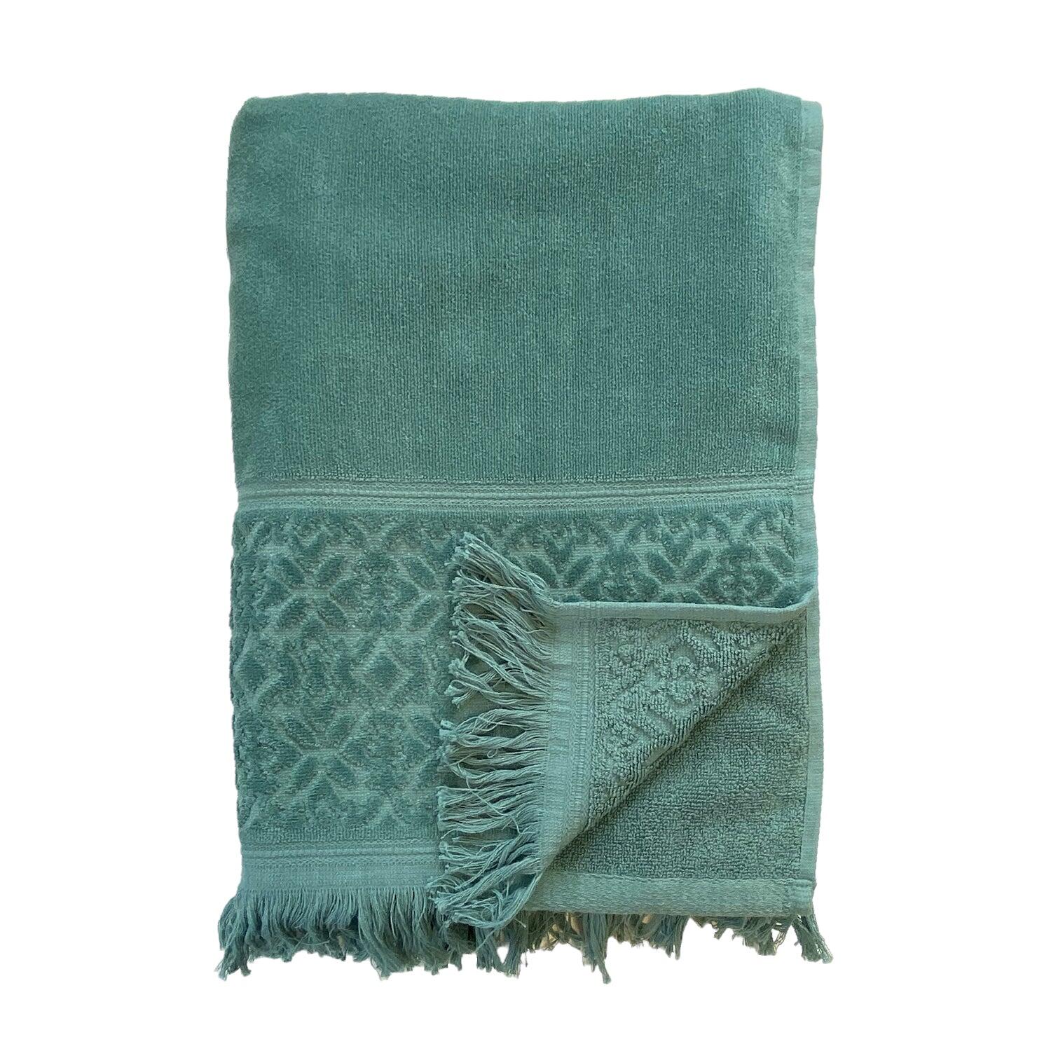 Serviette de bain éponge velours unie - Romance Fougère - 90x170cm - 460g/m² 3/4