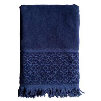 Serviette de bain éponge velours unie - Romance Bleu marine - 90x170cm - 460g/m²