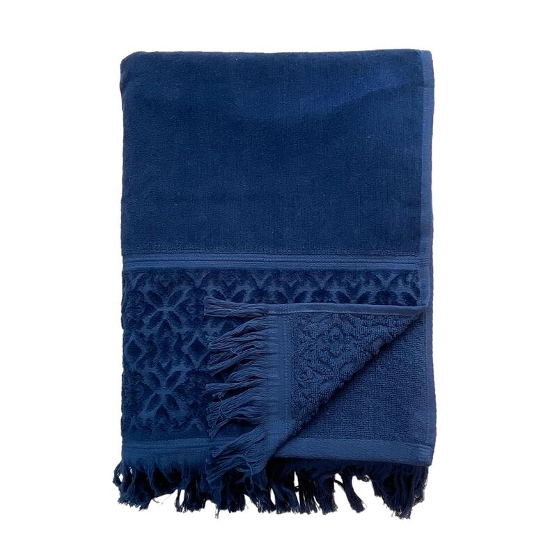 Handdoek effen fluweel Romance Navy blauw 90x170 460g/m²