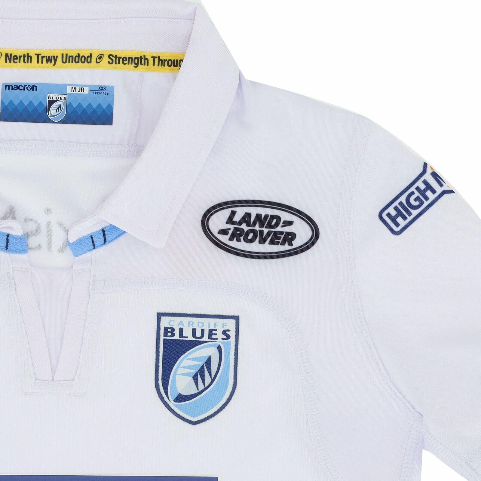 Macron Cardiff Blues Alternate Rugby Shirt Kids 58199814 White 3/4