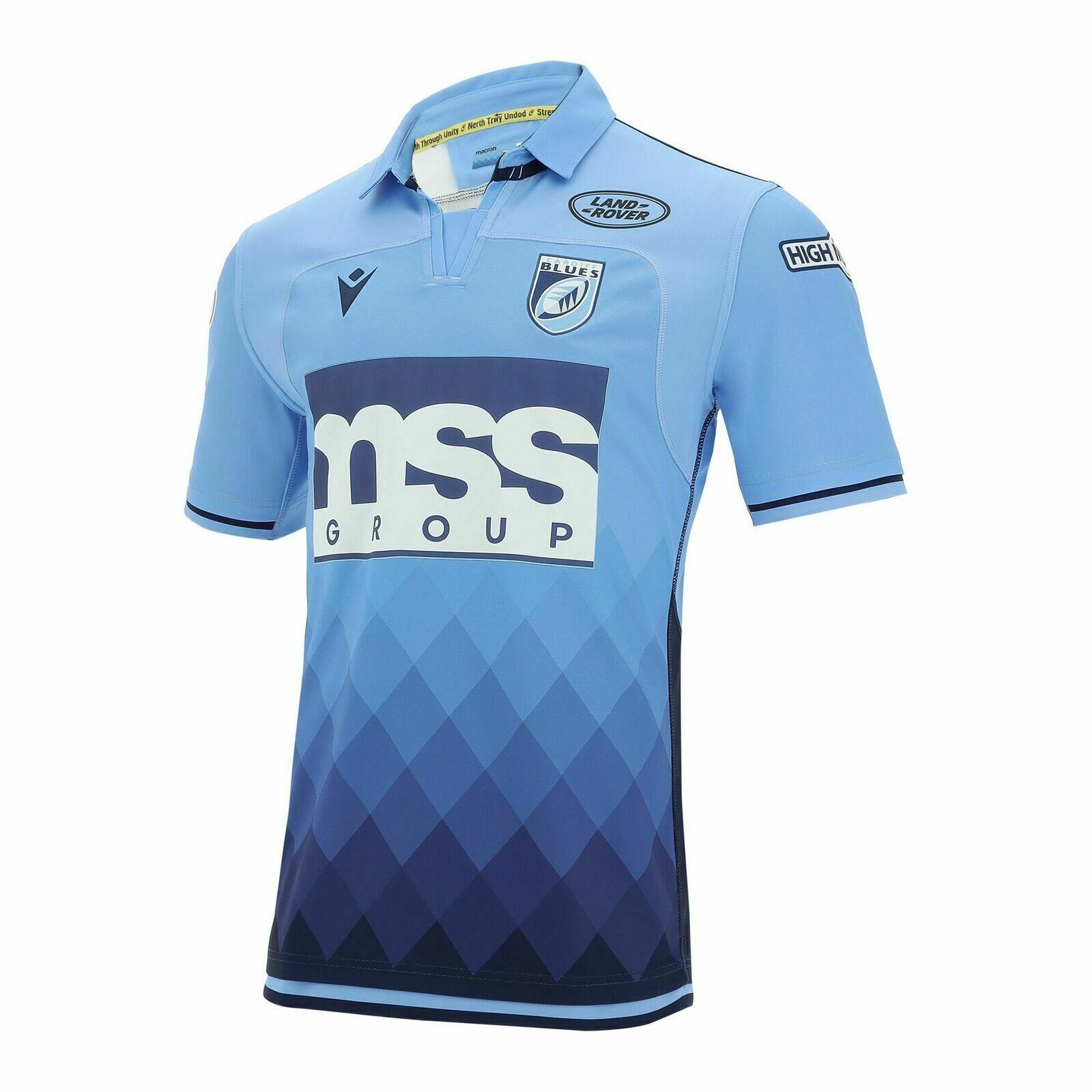 MACRON Macron Cardiff Blues Home Rugby Shirt Mens 58199811 Blue