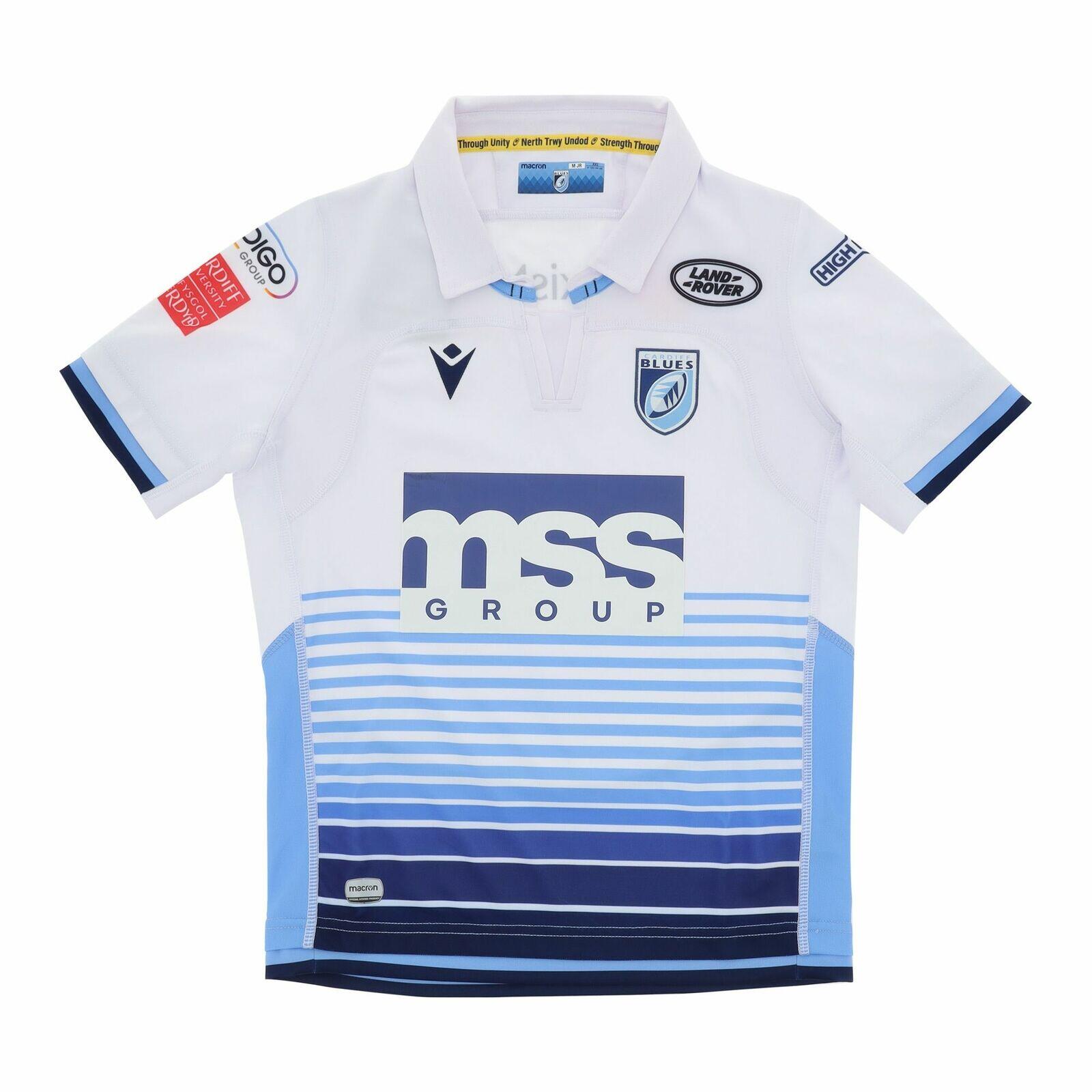 Macron Cardiff Blues Alternate Rugby Shirt Kids 58199814 White 1/4