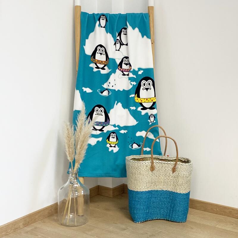 Artic 70x140 blauwe microvezel handdoek voor kinderen