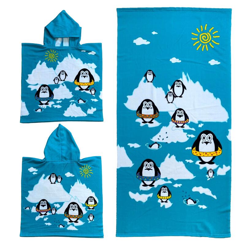 Pack enfant Artic un Poncho et une Serviette de plage microfibre 100% polyester