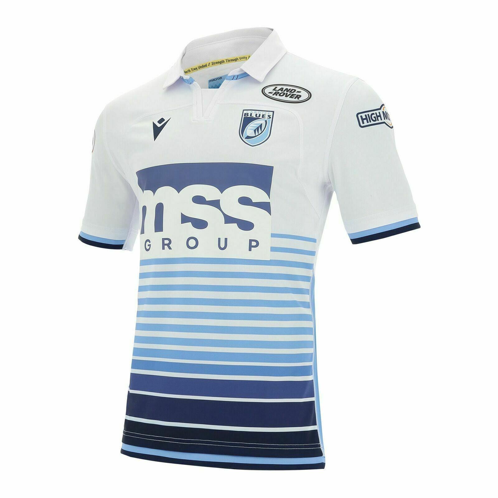 Macron Cardiff Blues Alternate Rugby Shirt Mens 58199813 White 1/4