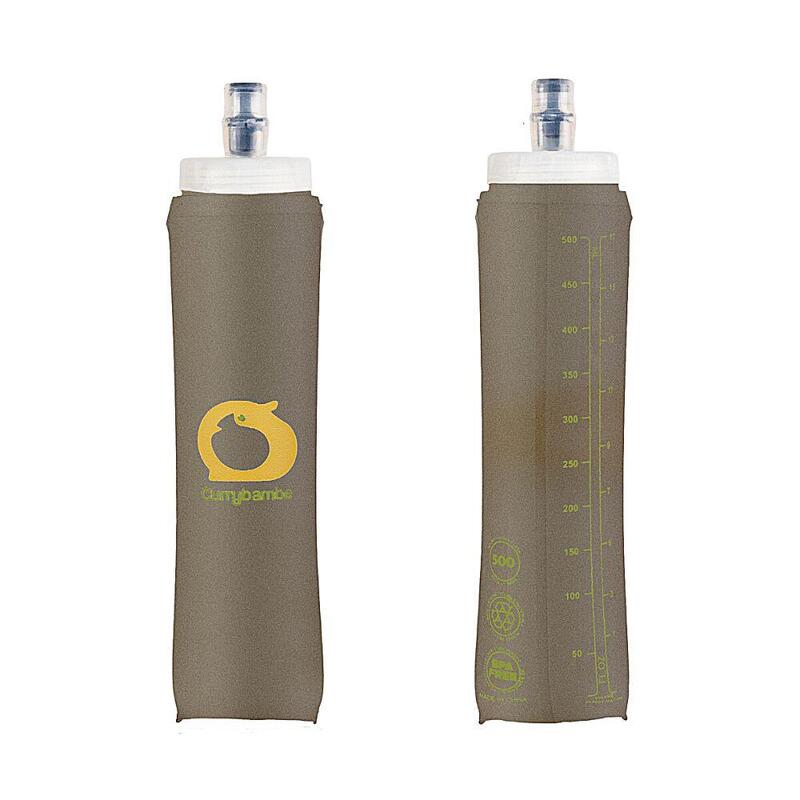 BPA Free Foldable Running Soft Water Flask 500ml - Brown