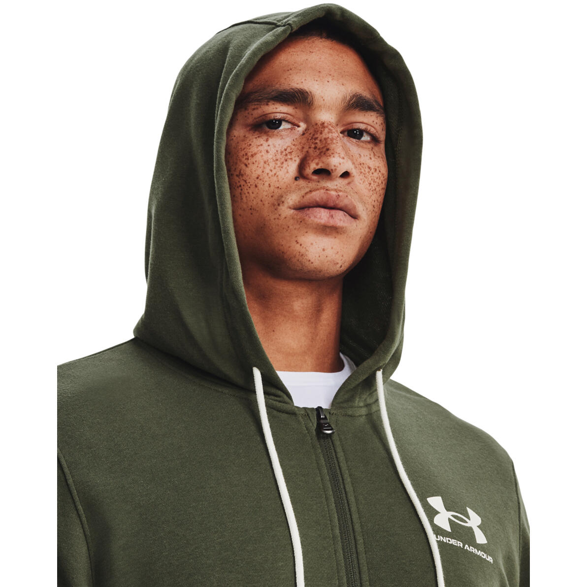 Haube Under Armour Rival Terry LC FZ, Grün, Herren 4/5