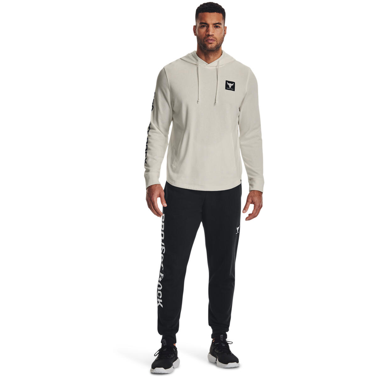 Capot Under Armour Project Rock Terry, Blanc, Hommes 3/4