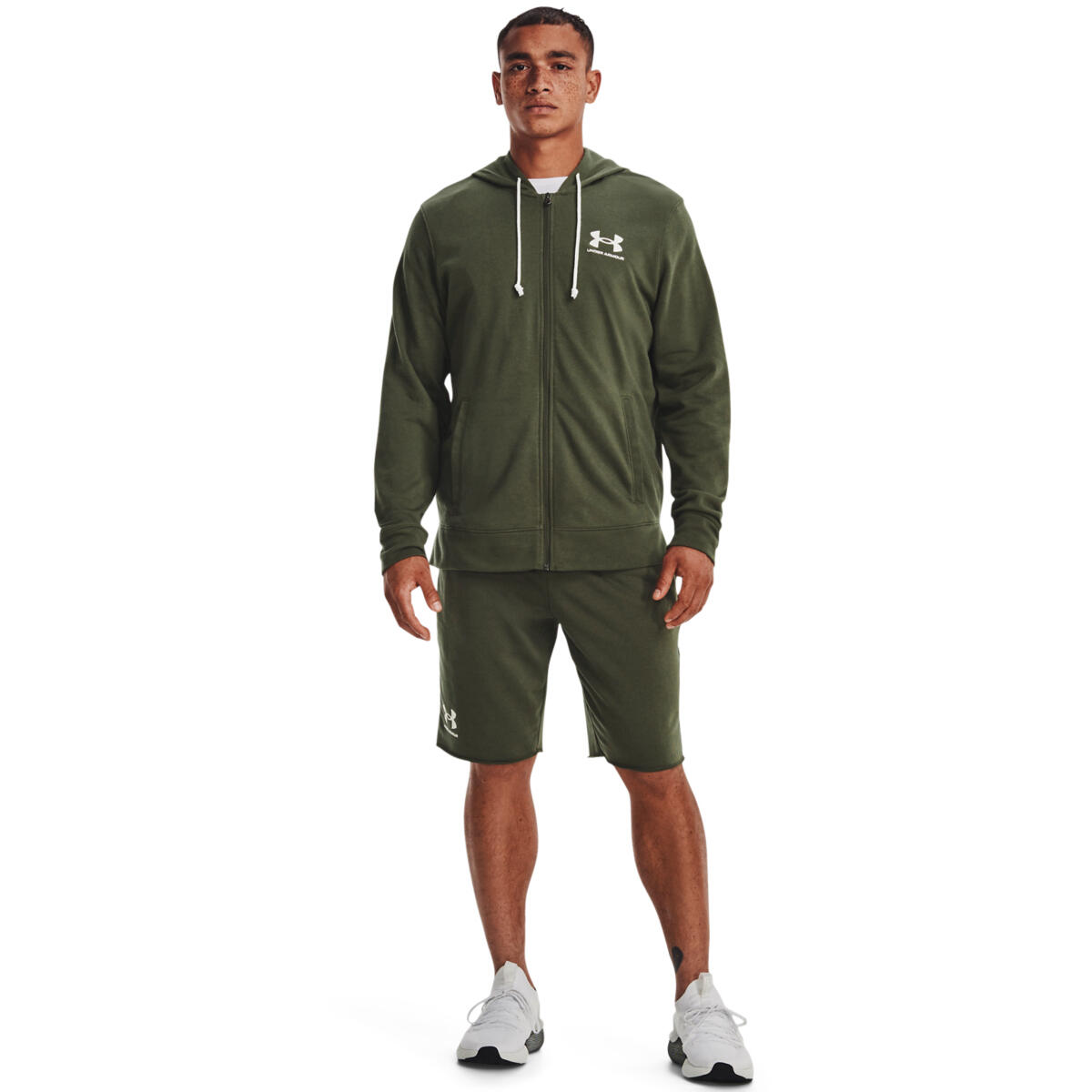 Haube Under Armour Rival Terry LC FZ, Grün, Herren 3/5
