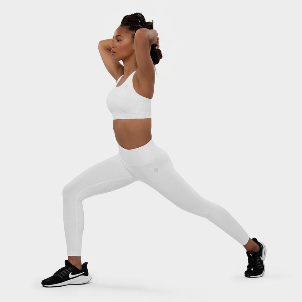 Mallas leggings deportivas de talle medio fitness Mujer Run SIROKO Blanco