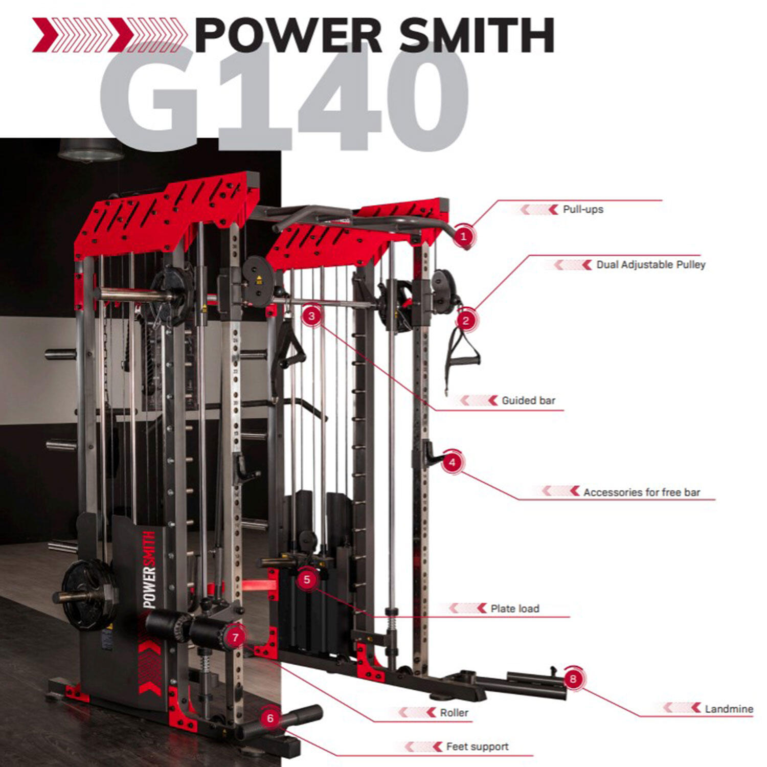 Fitness Multistation Power Smith G140 Semiprofessionell 4/5