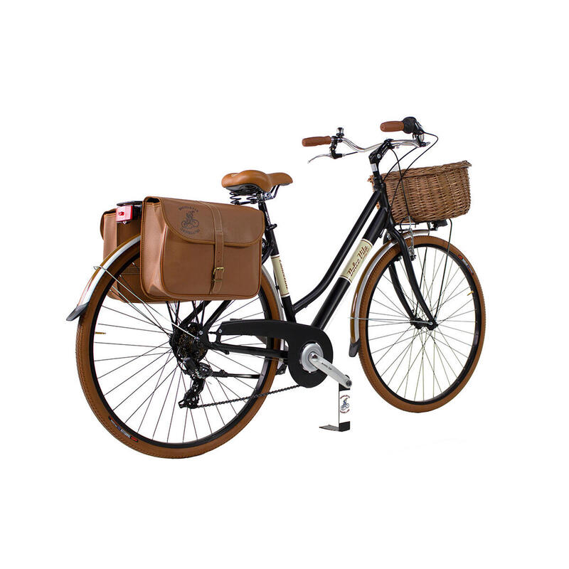 Stadsfiets Dolce Vita by Canellini dame met fietstassen en mand - Swart