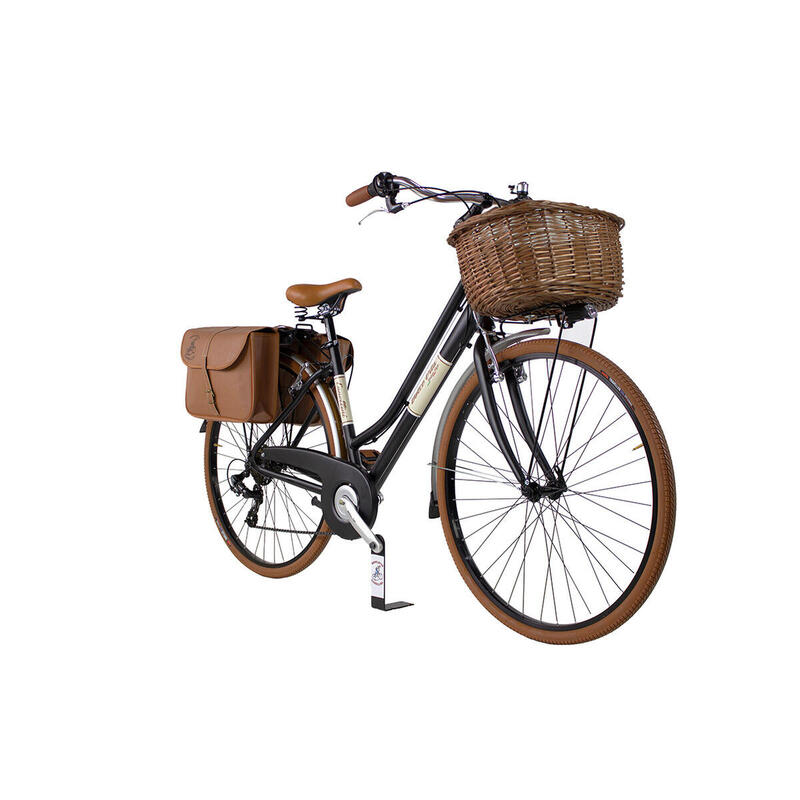 Stadsfiets Dolce Vita by Canellini dame met fietstassen en mand - Swart