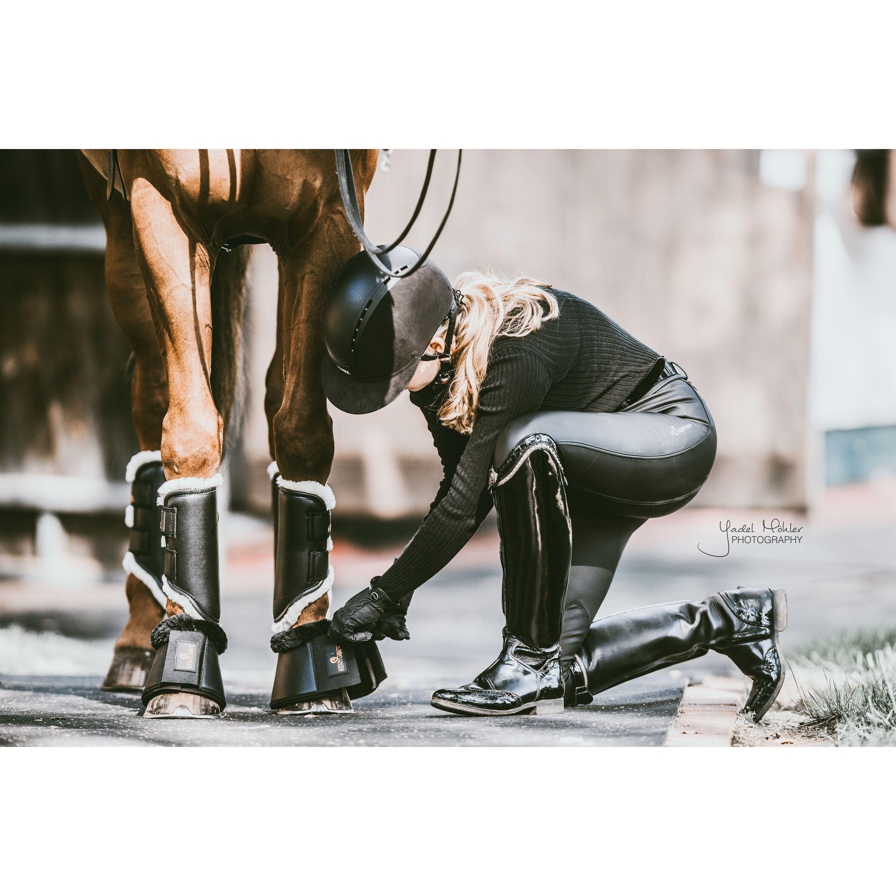 Guêtres pour cheval ouvertes cuir antérieurs Kentucky Turnout 2/3