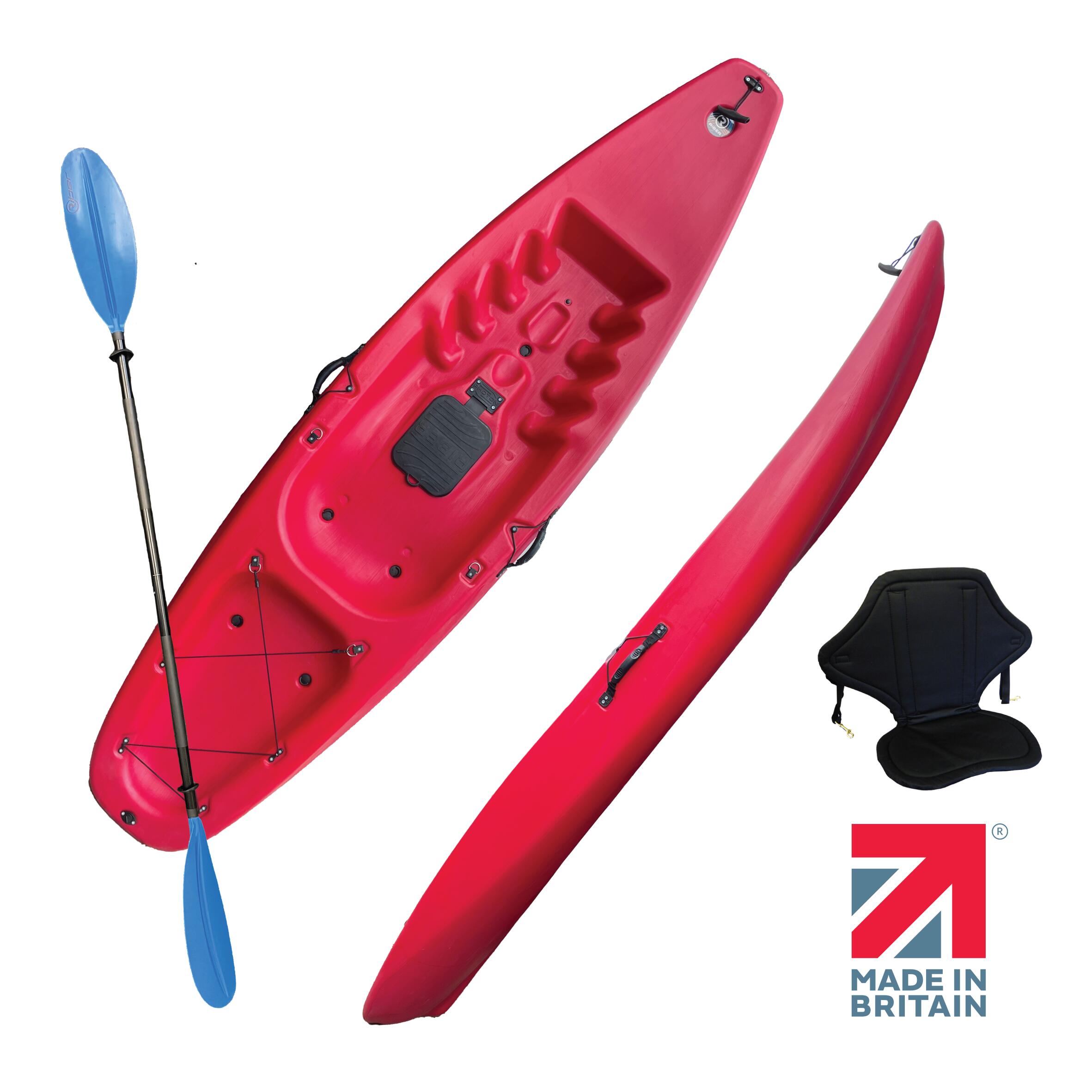 SIT ON TOP KAYAK - PHOTON - COMPLETE WITH PADDLE & BACKREST - ROCKET RED 1/5