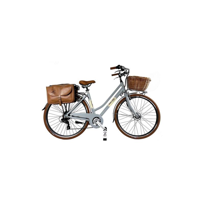 Bici Elettrica Dolce Vita by Canellini donna con borse e cesto - Grigio