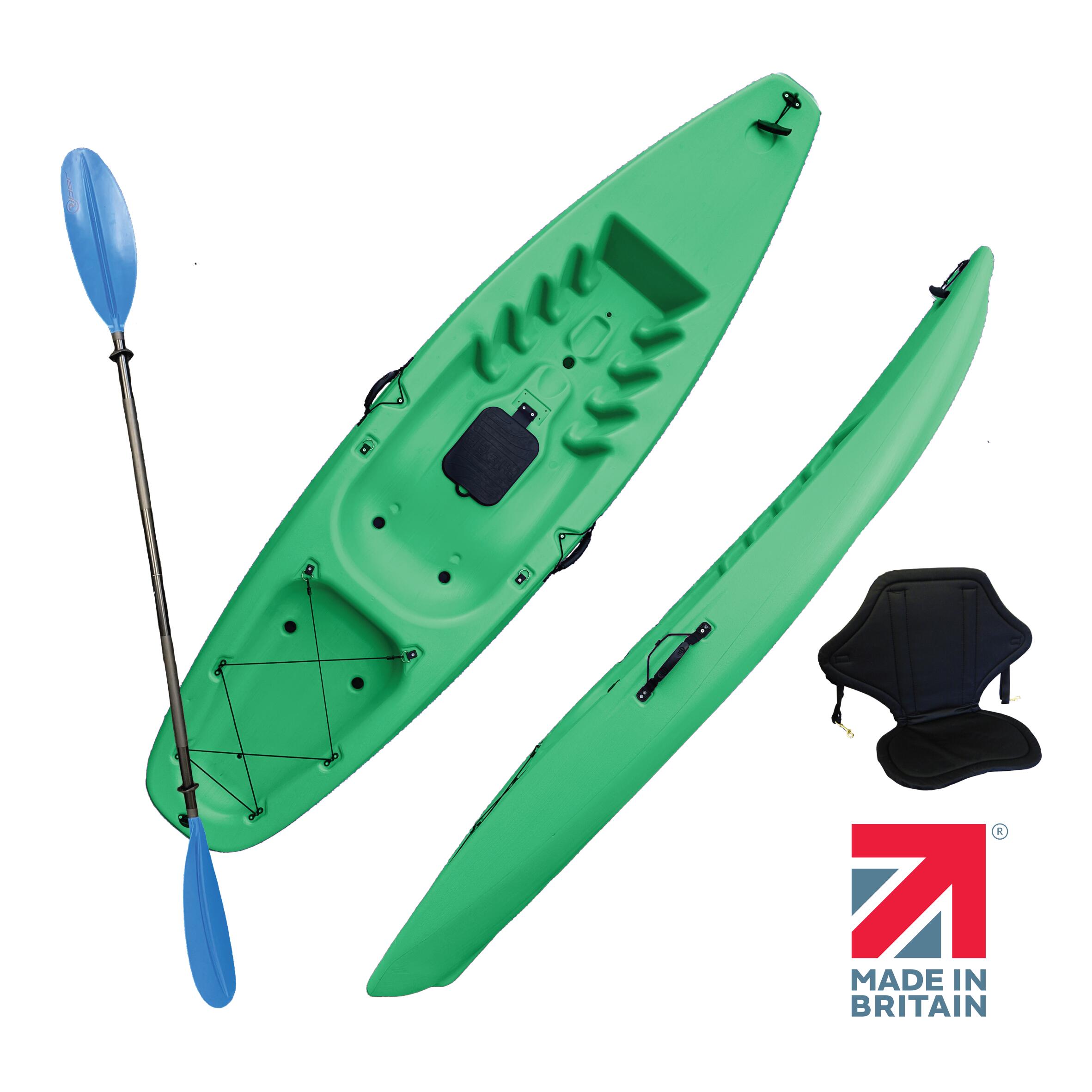 SIT ON TOP KAYAK - PHOTON - COMPLETE WITH PADDLE & BACKREST - GRASS GREEN 1/5