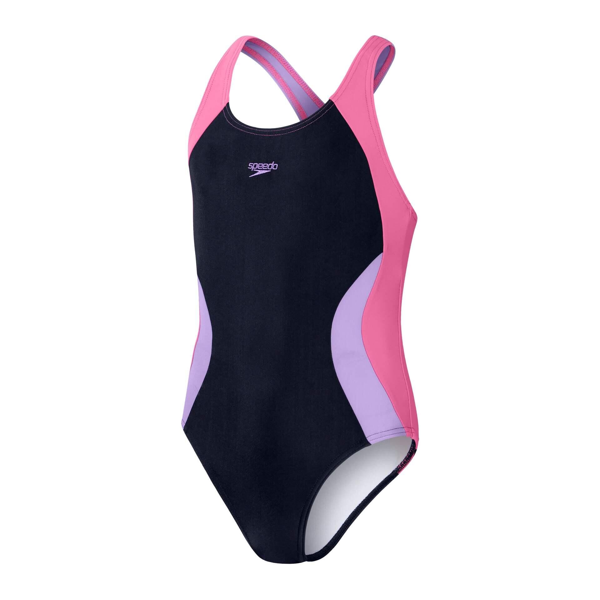 SPEEDO Speedo Girls Colourblock Spiritback Swimsuit - Navy/Purple