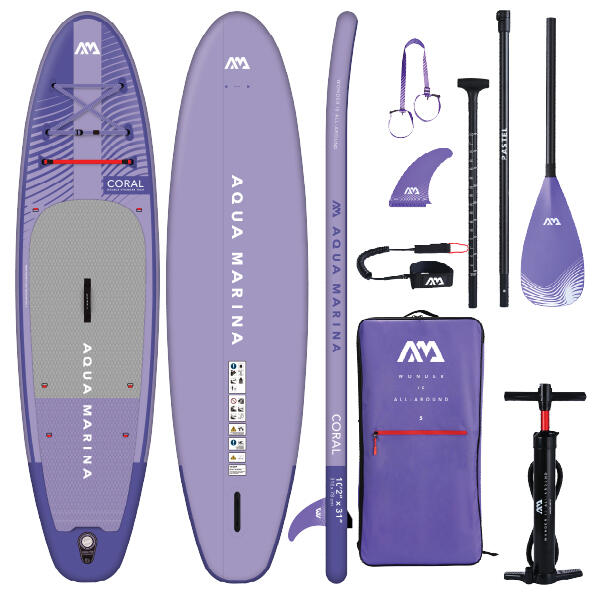Aqua Marina CORAL 10ft2 / 310cm - All Round PLUS - Paddle Board - Purple 1/8