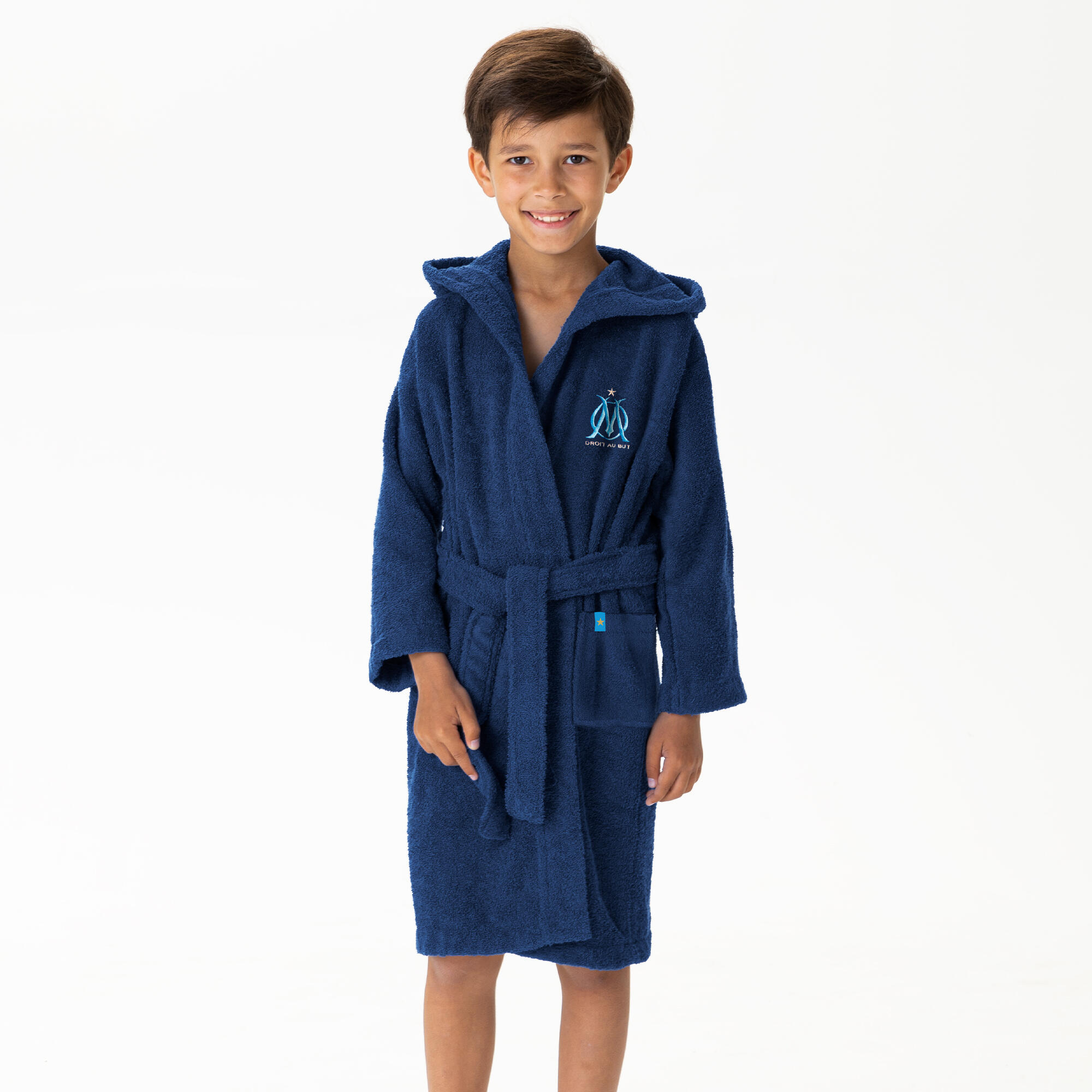 Peignoir de bain enfant 100% coton football Marseille - Ruban 1/7