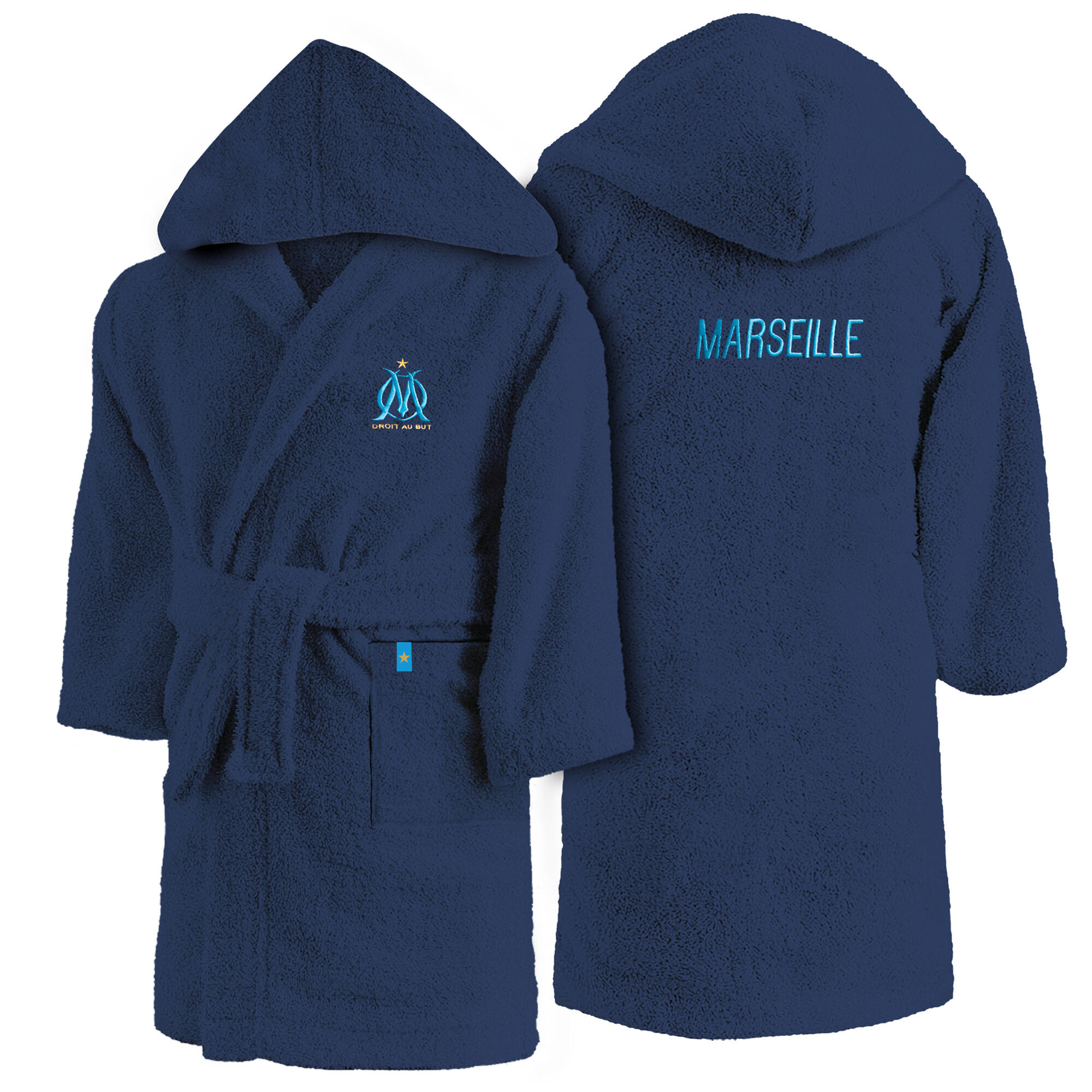 Peignoir de bain enfant 100% coton football Marseille - Ruban 7/7