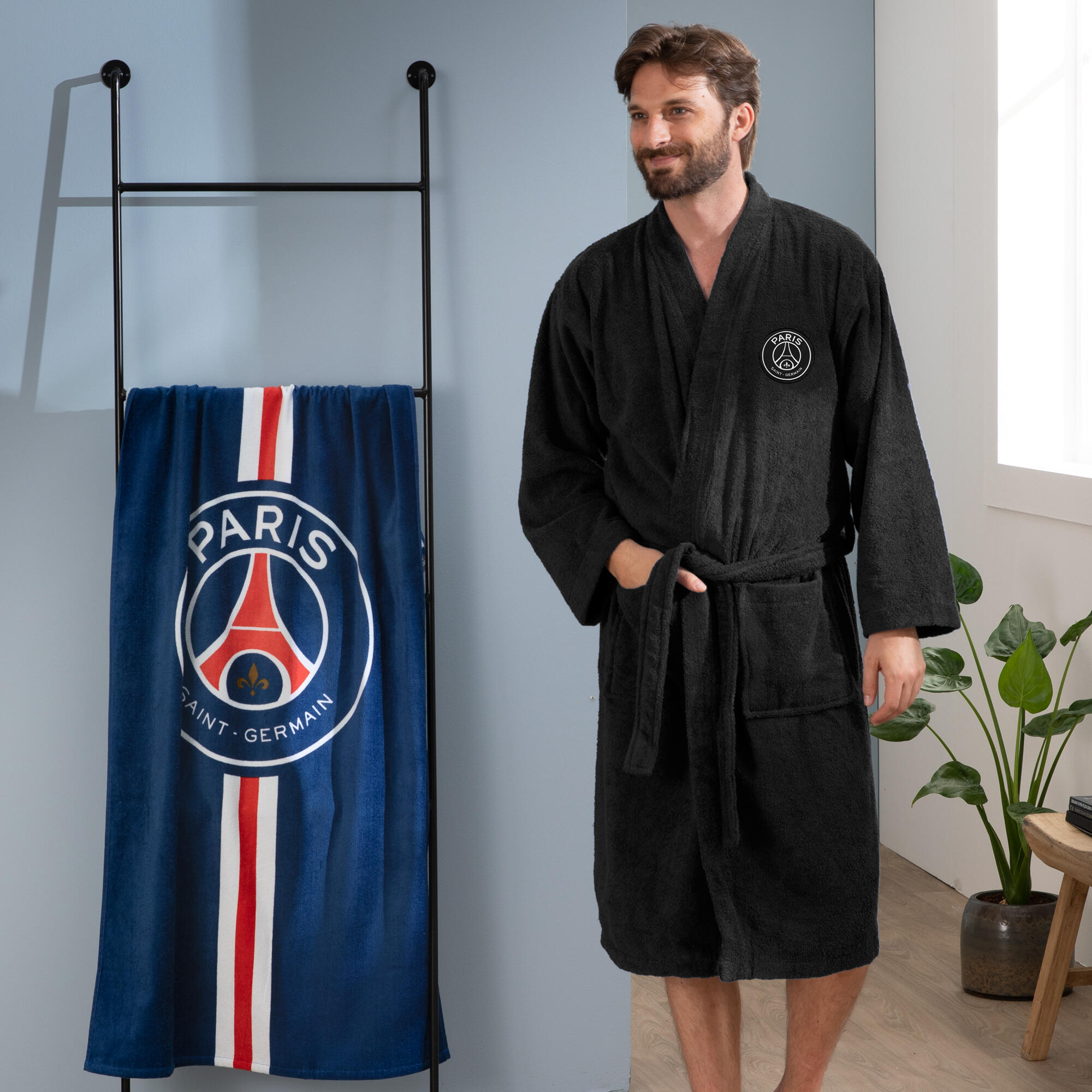 Peignoir de bain adulte 100% coton football Paris - Premium 3/7