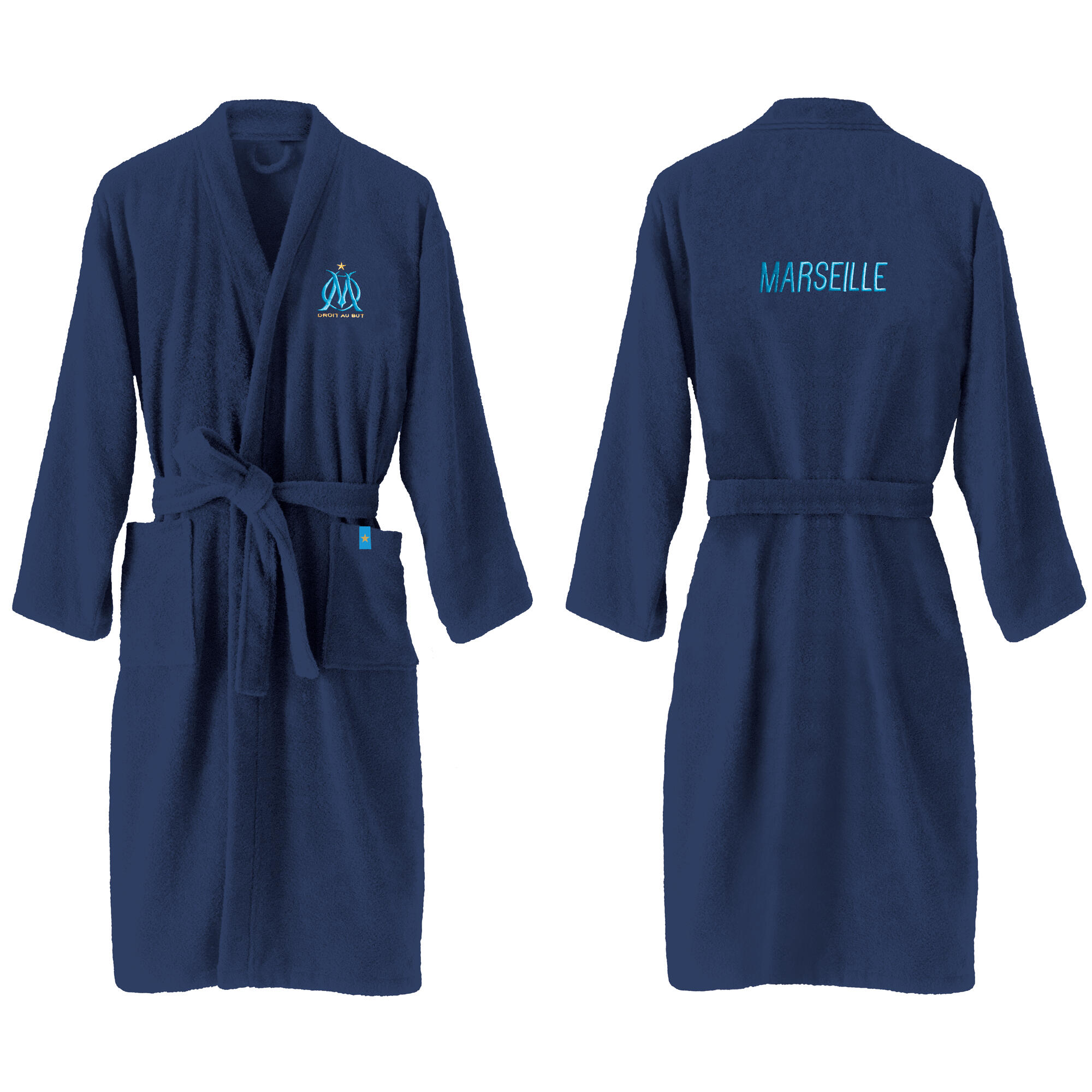 Peignoir de bain adulte 100% coton football Marseille - Ruban 7/7