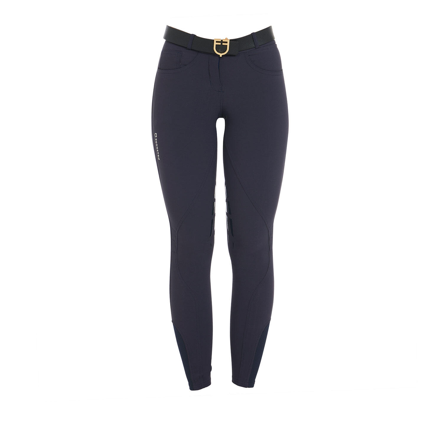 EQUESTRO Pantaloni equitazione donna in tessuto bielastico e grip sul ginocchio