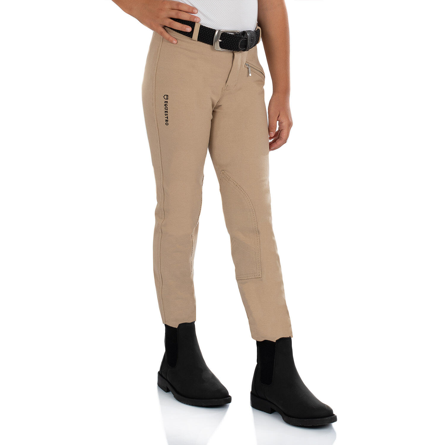 EQUESTRO Pantaloni equitazione jodhpur bambini in tessuto tecnico