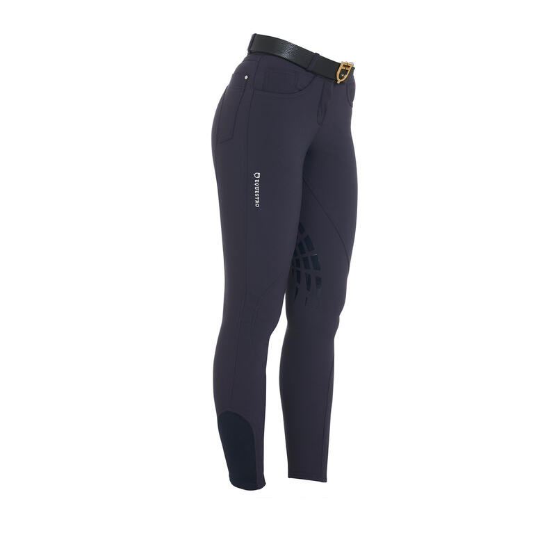 Pantalon d'équitation  femme en tissu bi-élastique avec grip genou