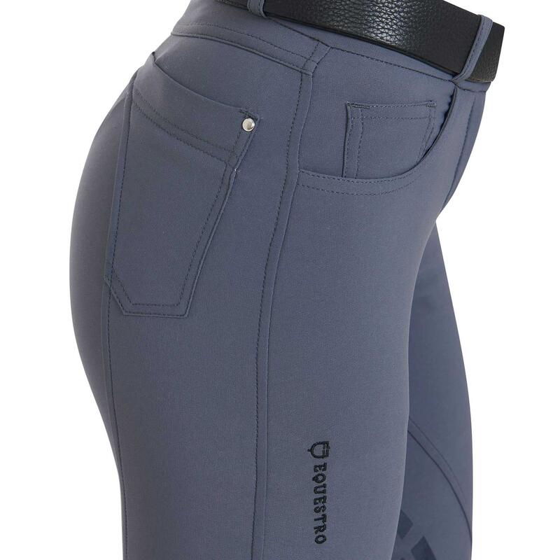 Pantaloni equitazione donna in tessuto bielastico e grip sul ginocchio