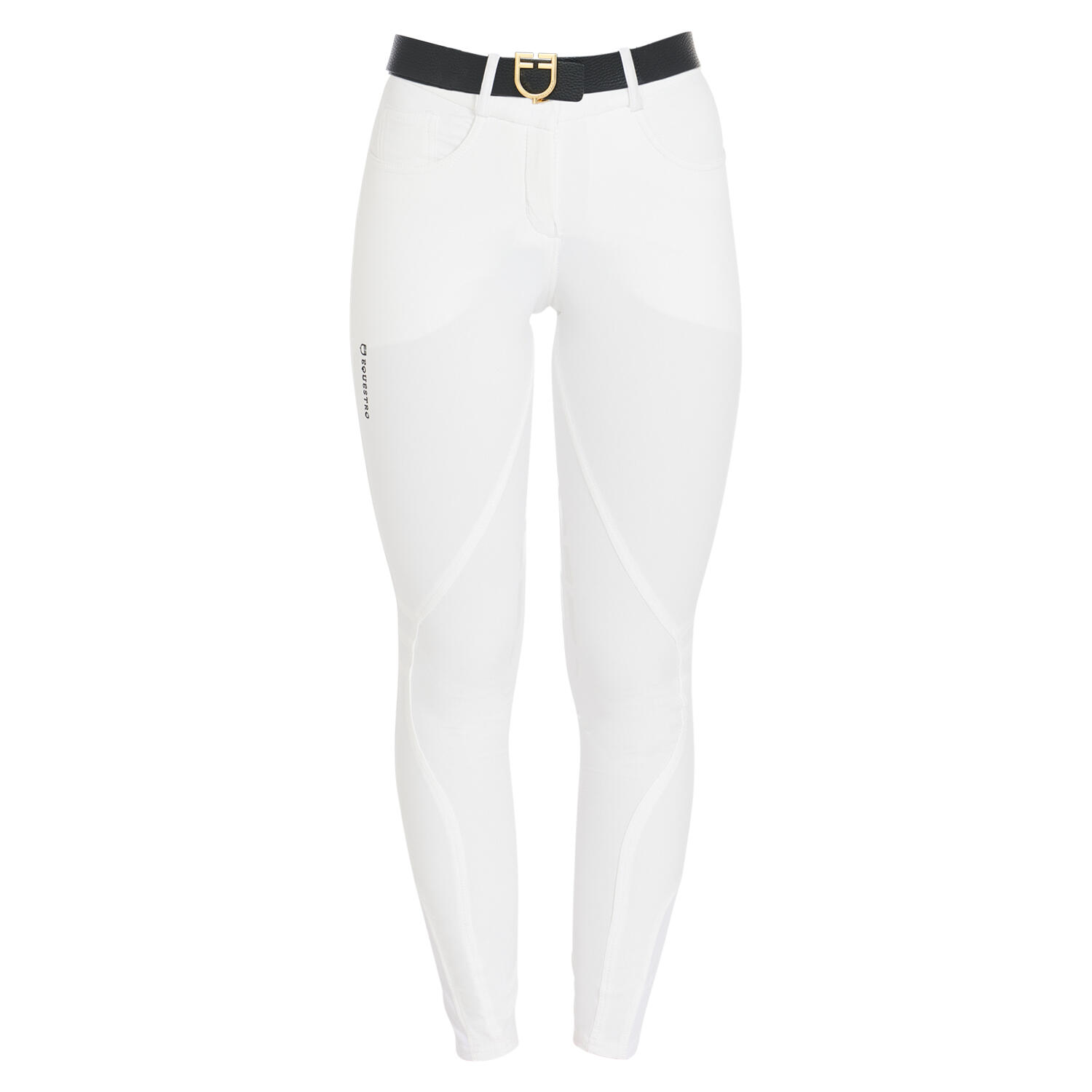 EQUESTRO Pantaloni equitazione donna in tessuto bielastico e grip sul ginocchio
