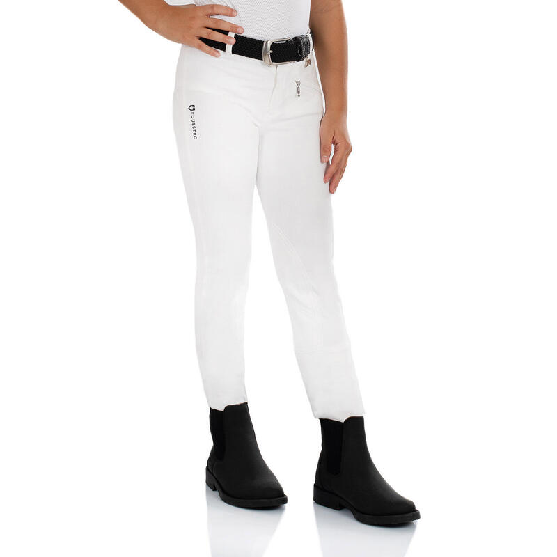 Pantaloni Jodhpurs equitazione Daslö bambino/a peso piuma in maglina di  cotone elasticizzata con toppe lunghe