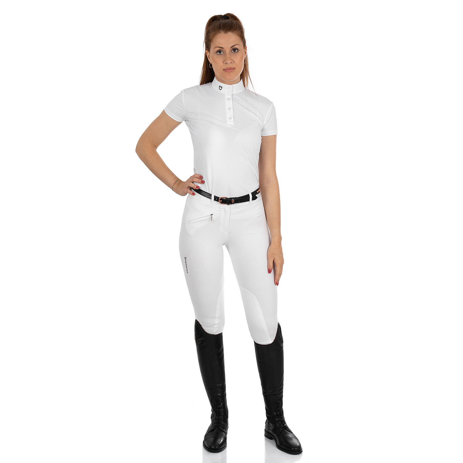 Pantaloni equitazione donna in cotone elasticizzato 4/4
