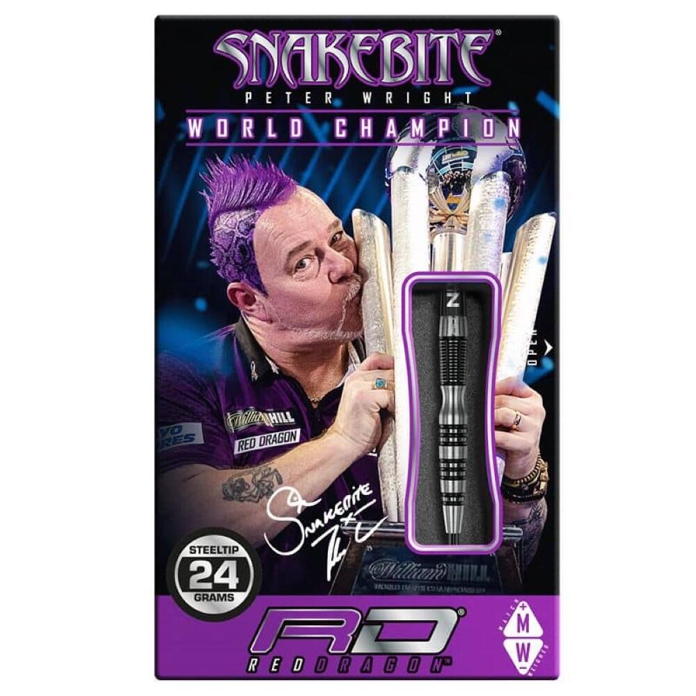 Peter Wright Snakebite Black Racer 24g Tungsten Darts Set with Flights & Shafts 6/6