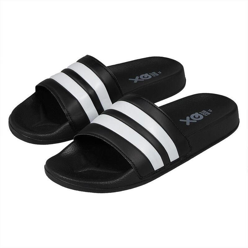 XQ - Slippers Heren - Stripes - Zwart/Wit - Badslippers heren