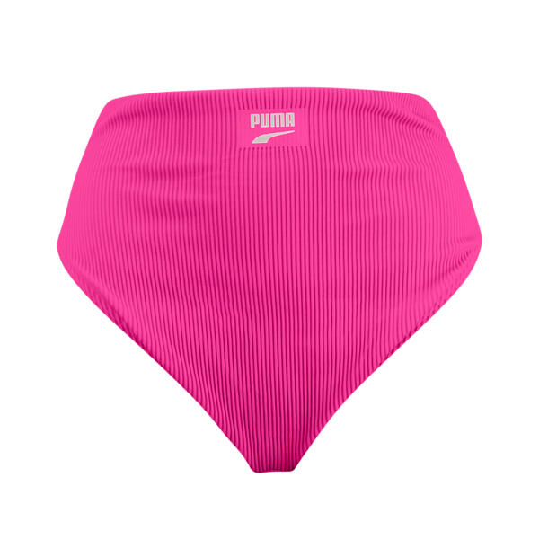Bas de bikini hipster côtelé taille haute pour femme PUMA Neon Pink