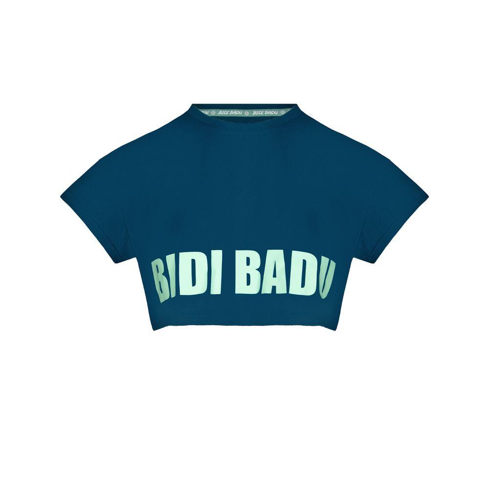 BIDI BADU Abdominis Crop Move T‑Shirt - Petrol Cotton Size 36/XS