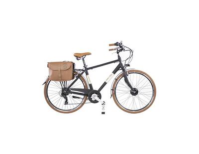 Elektrische stadsfiets dolce vita by canellini man met fietstassen - olijfgroen