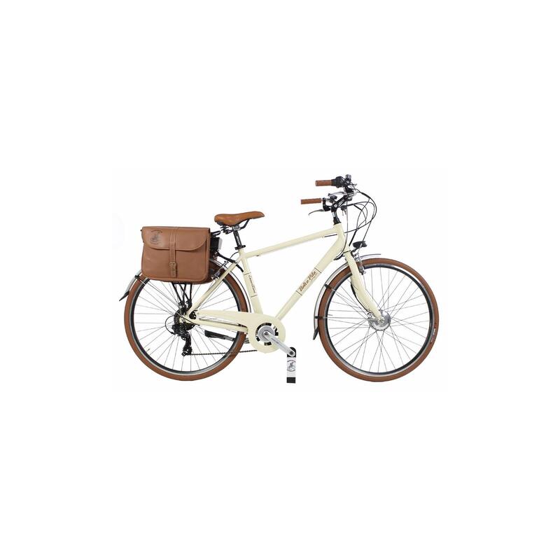 Elektrische Stadsfiets Dolce Vita by Canellini Man met fietstassen - Crème