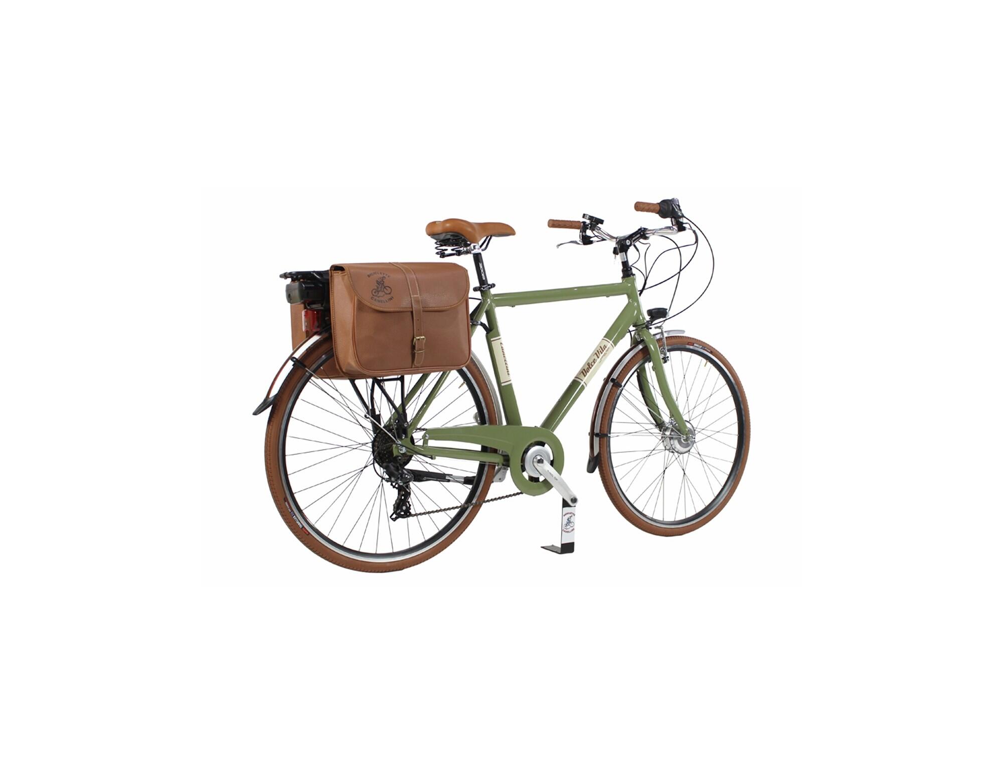 Elektro-Stadtfahrrad Dolce Vita by Canellini Mann mit Taschen - Olivgrün 4/4