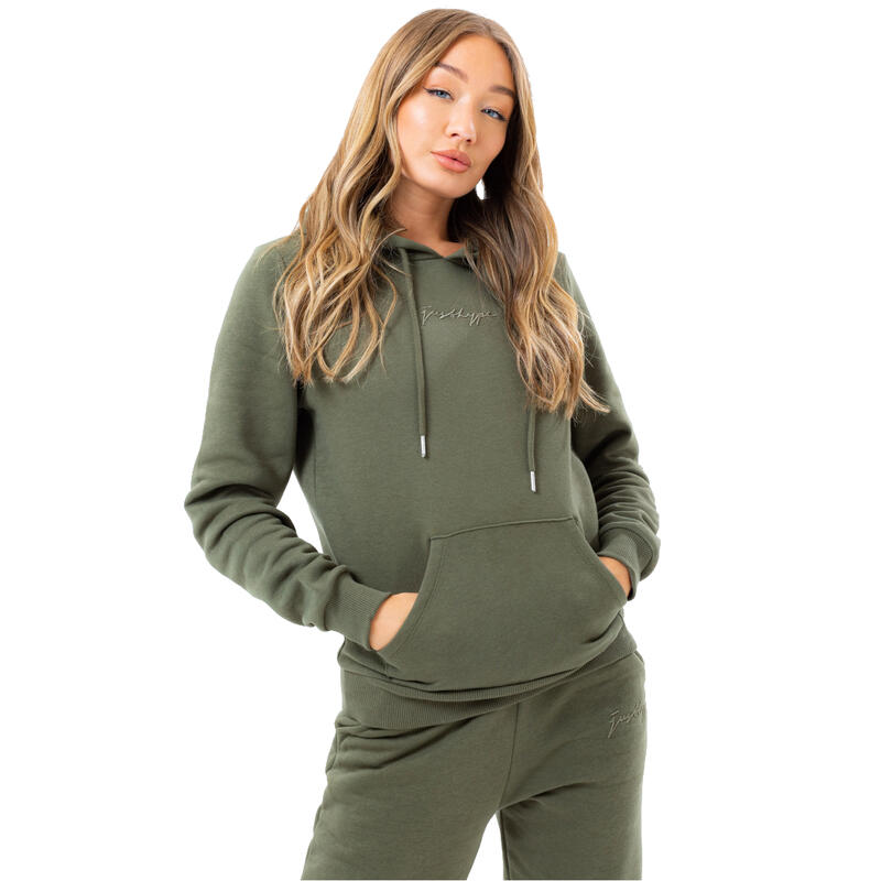 Női kapucnis pulóver, Justhype Scribble Logo Hoodie, zöld