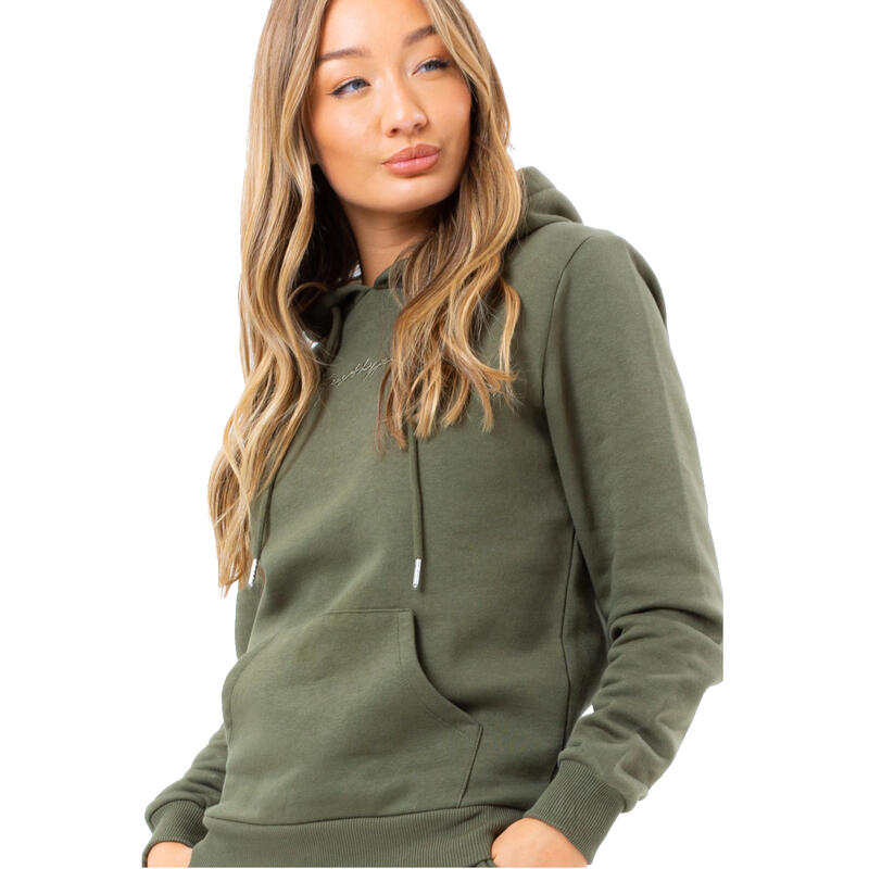 Női kapucnis pulóver, Justhype Scribble Logo Hoodie, zöld