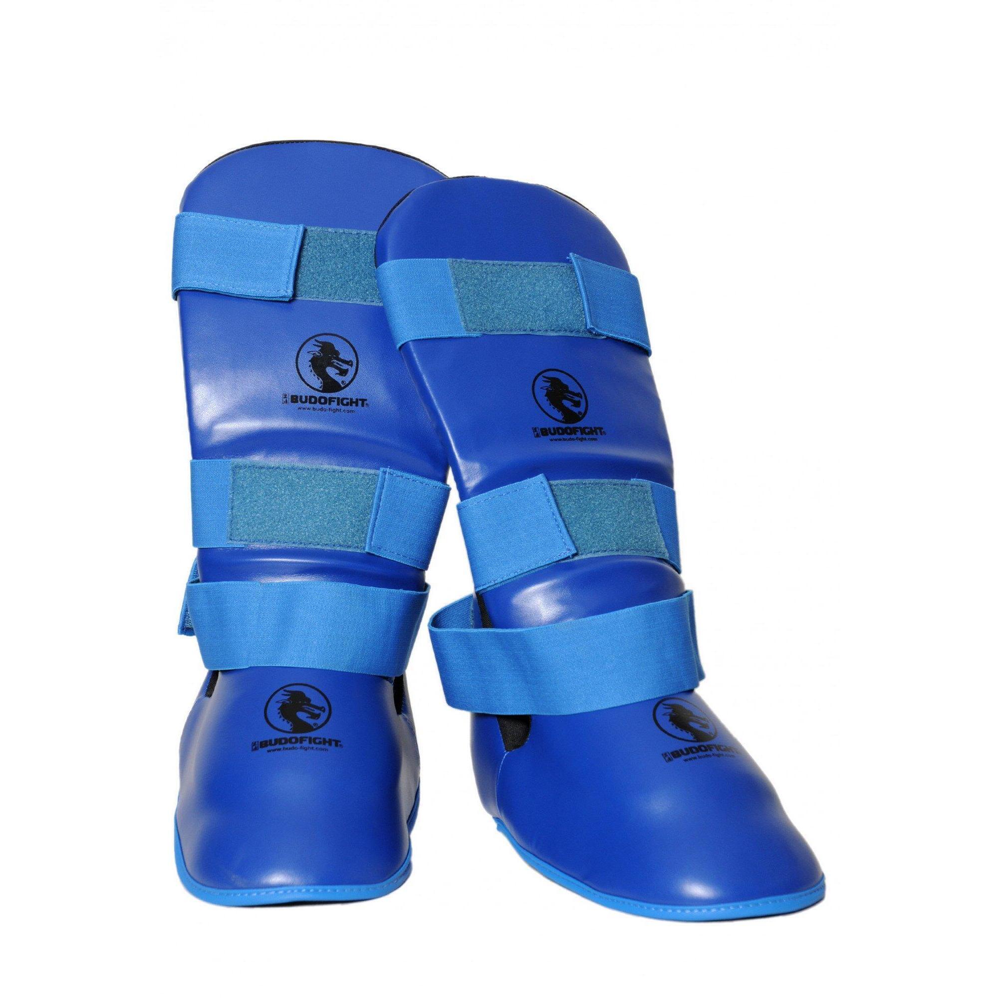 Karate Kontakt Schienbeinschoner & Fußschutz blau 1/3