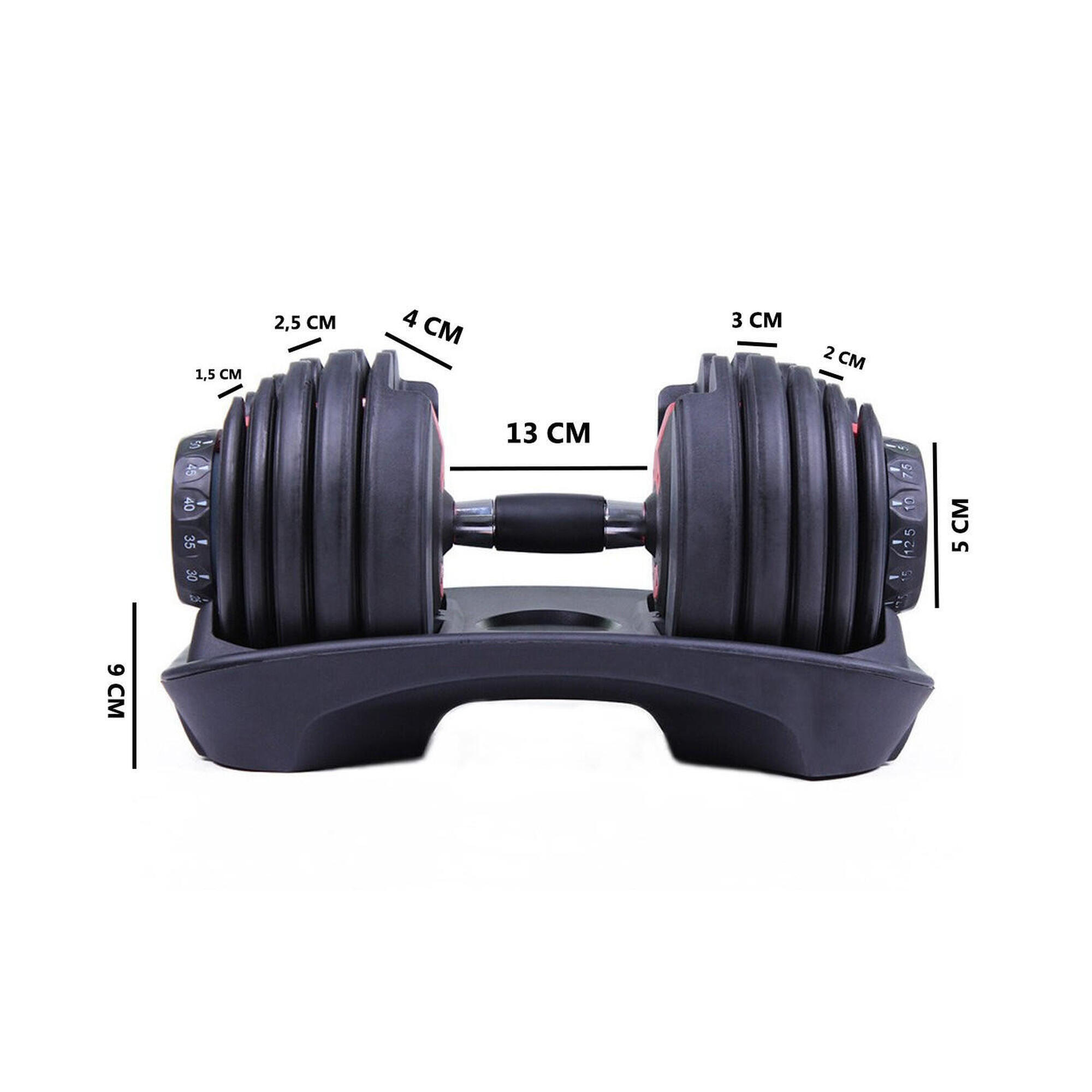 Mancuernas Ajustables Power 2,5-24 kg (Par) con Base de